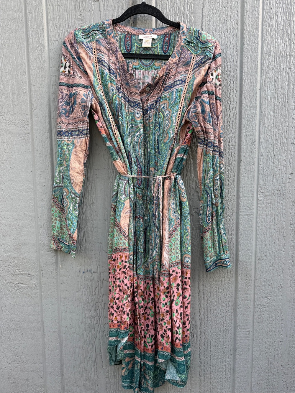 Sundance Boho Paisley Patchwork Tie Waist - Dress Size: M